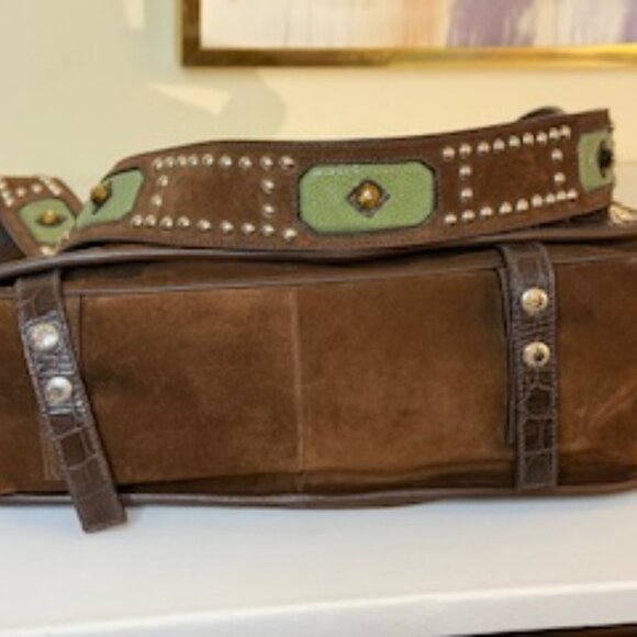 Prada Suede brown with alligator straps, messenger, shoulder bag, vintage - Picture 9 of 16